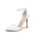DREAM PAIRS Zapatos de tacón Alto de Punta Afilada con Correa en el Tobillo para Mujer, Ideales para Bodas,Size 40,Blanco/PU,Oppointed_Lacey